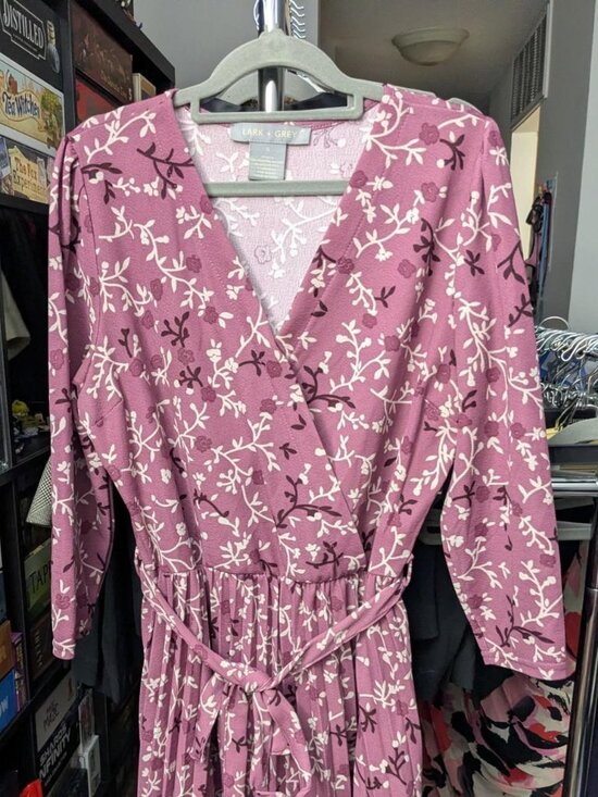 Lark + Grey Dresses & Skirts - Lark + Grey Purple Floral Long Sleeve Dress Size XL